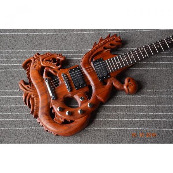 Custom Handmade 6 String Dragon Electric Guitar Carvings