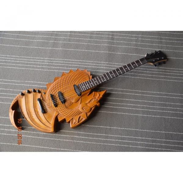 Custom Handmade 6 String Dragon Ash Natural Electric Guitar Carvings