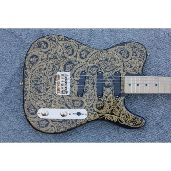 Custom Gold Paisley Design Telecaster Electric Guitar Floral James Burton