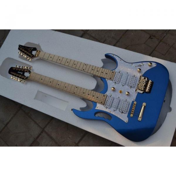 Custom Shop Double Neck Jem Metallic Blue 6 and 12 Strings Electric Guitar