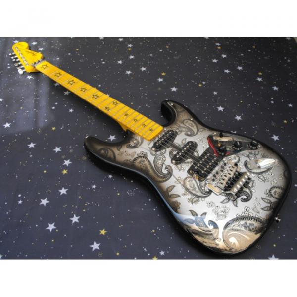 Elegant Paisley Design Fender Stratocaster Floyd Rose Tremolo Guitar Floral