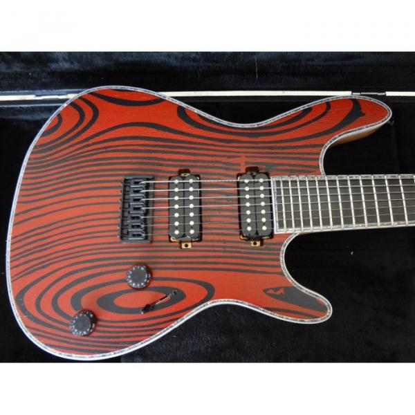 Custom GTM 7 Gothic Figured Red and Black Ash Top Mayones Guitar Japan Parts Katatonia