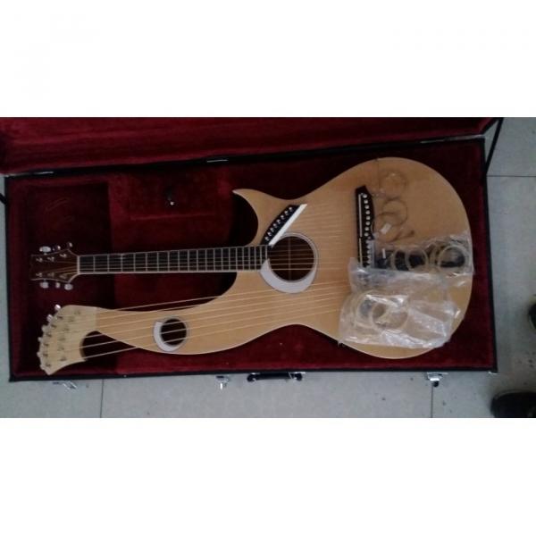 Custom 6 6 8 String Acoustic Electric Double Neck Harp Guitar