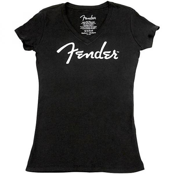 Fender Ladies Distressed Logo T-Shirt Large Black