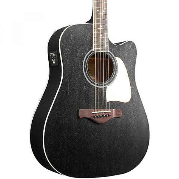 Ibanez Artwood AW360CEWK Solid Top Dreadnought Acoustic-Electric Guitar Weathered Black