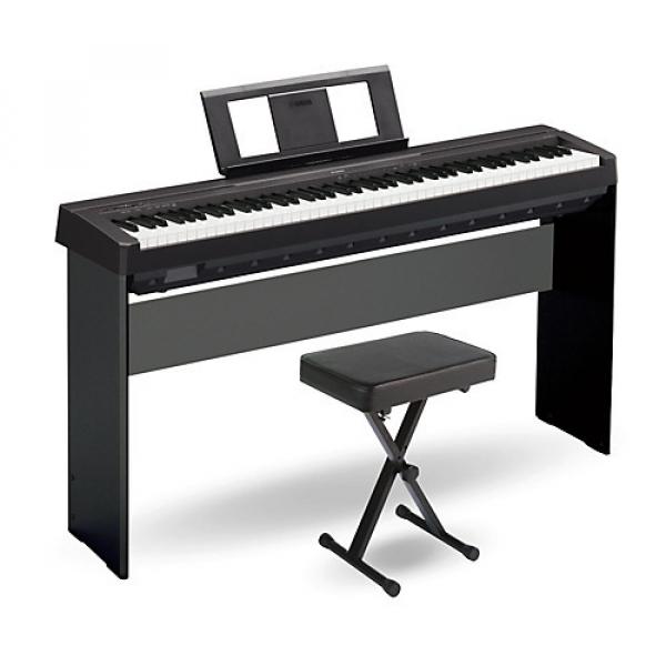 Yamaha P-45 88-Key Weighted Action Digital Piano Black with Wood Stand and Bench
