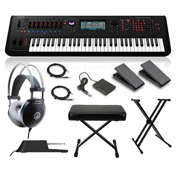 Yamaha Montage 6 61-Key Synthesizer with Stand Pedals Deluxe Keyboard Bench Cables and Headphones