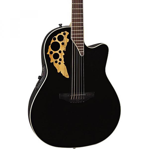 Ovation Elite TX Mid Depth Cutaway Acoustic-Electric Guitar Black
