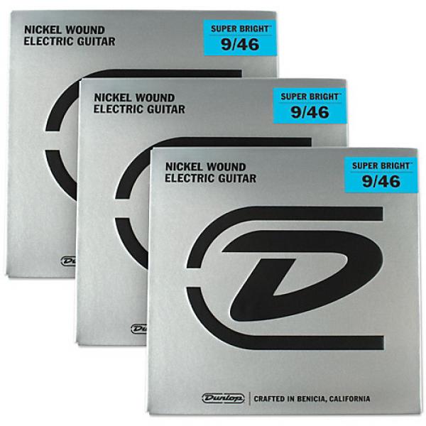 Dunlop Super Bright Light Top/Heavy Bottom Nickel Wound Electric Guitar Strings (9-46) 3-Pack