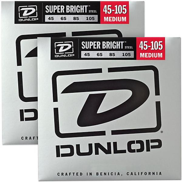 Dunlop Super Bright Steel Medium 4-String Bass Guitar Strings (45-105) 2-Pack