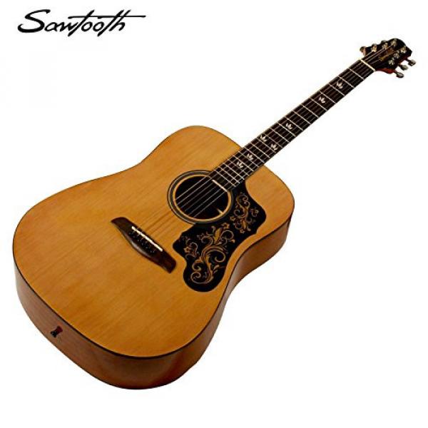 Sawtooth Acoustic Guitar with Black Pickguard w/ custom graphic &amp; ChromaCast Accessories