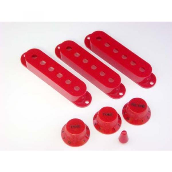 MIJ Knobs and Pickup Covers Set for Stratocaster Red fa-st7mm-red