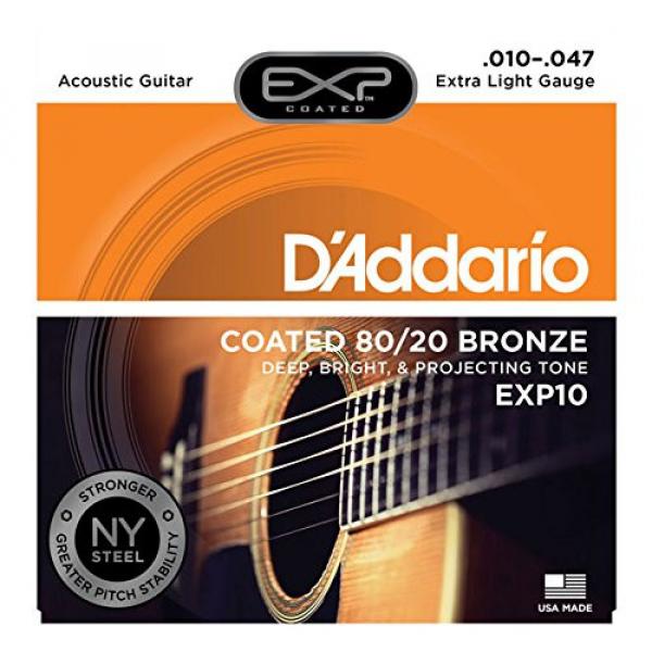 D'Addario EXP10 with NY Steel Acoustic Guitar Strings, 80/20, Coated, Extra Light, 10-47