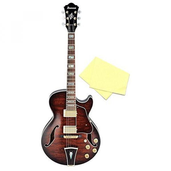 Ibanez Artcore Expressionist AG95 Hollowbody Electric Guitar (Dark Brown Sunburst) Bundle with Polishing Cloth