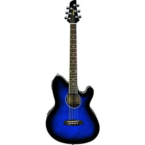 Ibanez TCY10ETBS Talman Acoustic-Electric Guitar, Transparent Blue Sunburst With Polishing Cloth, Picks, Tuner, and Stand