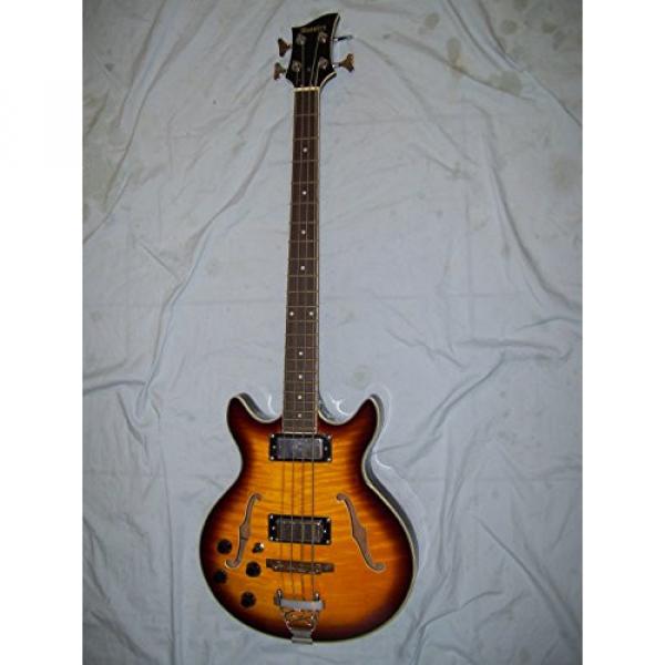 Left handed Semi hollow body Bass guitar, 4 string, Sunburst
