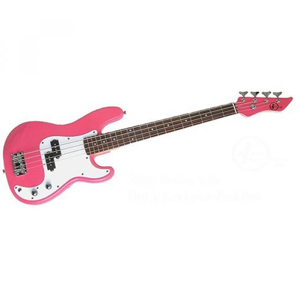 It&rsquo;s All About the Bass Pack - Pink Kay Electric Bass Guitar Medium Scale w/Blue String Winder &amp; Red Strap