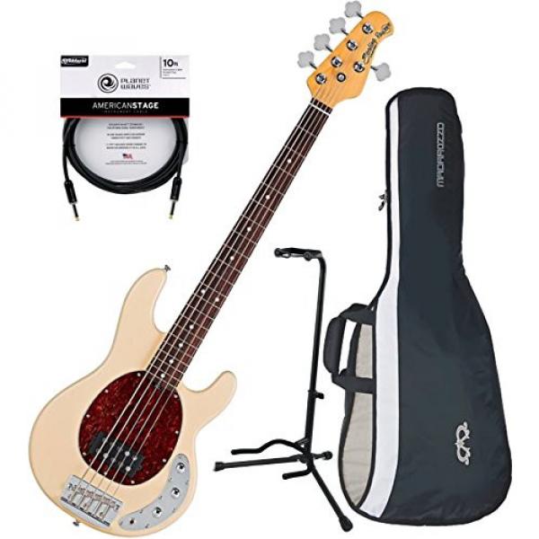 Sterling by Music Man RAY35CA 5-String Electric Bass Guitar Vintage Cream w/ Gig Bag, Stand, and Cable