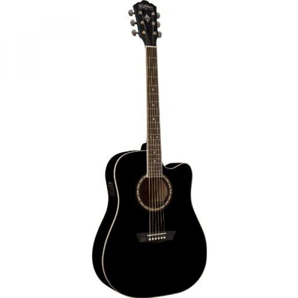 Washburn USM-WD10CEB Apprentice Series Acoustic Electric Guitar, Black