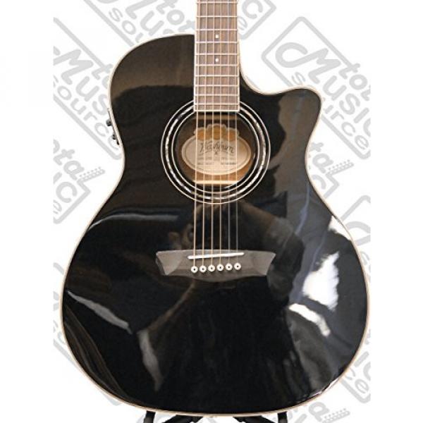 New Washburn Wcg18ceb Black Grand Auditorium Acoustic Electric Guitar
