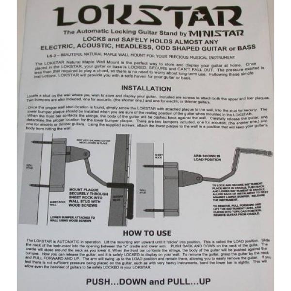 LOKSTAR Automatic Locking Guitar Wall Hanger, holds any Electric/Acoustic/Bass, LS-3