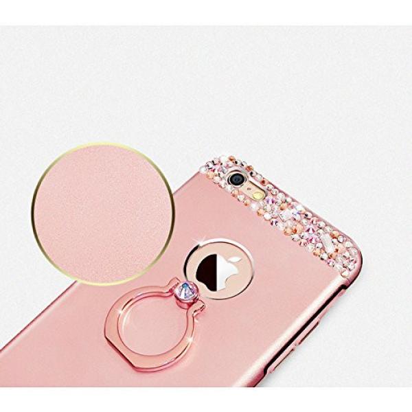 iPhone 6 Plus Case, Bonice Diamond Glitter Luxury Crystal Rhinestone Soft Rubber Bumper Bling Case with 360 Degree Rotating Ring Grip/Stand Holder/Kickstand For iPhone 6S Plus - Red