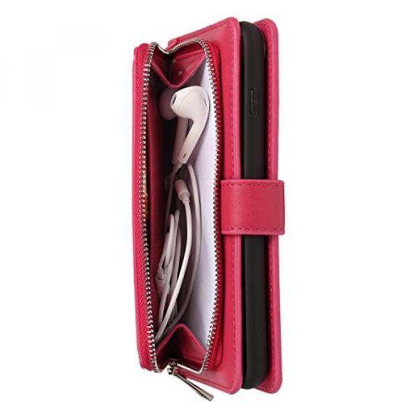 Wallet Case for iPhone 6S/6 Plus, Bonice Detachable Premium Leather Magnetic Folio Zipper Protective Phone Wallet Case with Multiple Card Slots Extra Wallet Storage for iPhone 6 Plus 5.5&quot; - Rose Red