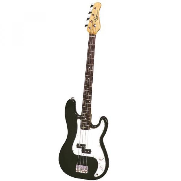 It's All About the Bass Pack-Black Kay Electric Bass Guitar Medium Scale w/Snark Touch Screen Metronome (White Deco)