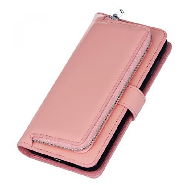 Bonice Case Cover for Samsung S7 Edge, Detachable Premium Leather Magnetic Folio Zipper Protective Phone Wallet Case with Multiple Card Slots Extra Wallet Storage for Samsung Galaxy S7 Edge - Pink