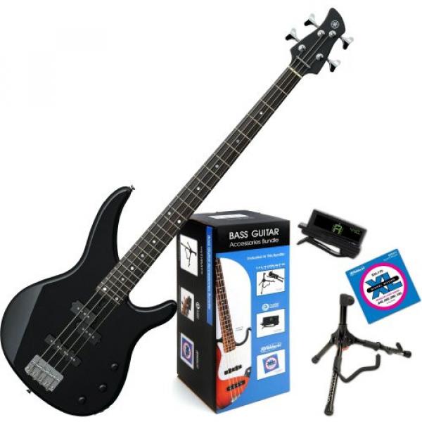 Yamaha TRBX174 BL TRBX-174 Black 4 String Bass Guitar w/ Daddario Bass Accessory Bundle