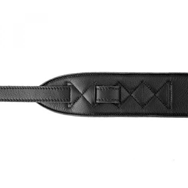 LeatherGraft Dark Jet Black Genuine Leather Extra Soft 2.7 Inch Wide Padded Guitar Strap