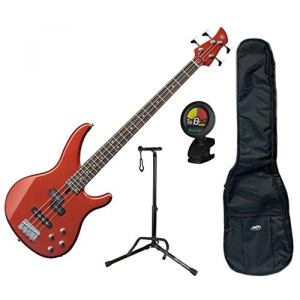 Yamaha TRBX204BRM Bright Red Metallic 4-String Bass Guitar w/ Gig Bag, Stand, and Tuner
