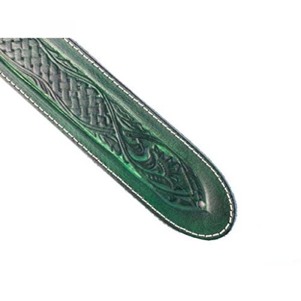 LeatherGraft Emerald Green Genuine Leather Celtic Knot Texas Swirl Pattern Design 2&rdquo; Wide Guitar Strap