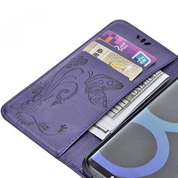 Galaxy S8+ Plus Cases Cover, Bonice 3 in 1 Accessory PU Leather Flip Practical Book Style Magnetic Snap Wallet Case with [Card Slots] [Hand Strip] Premium Multi-Function Design Cover, Purple
